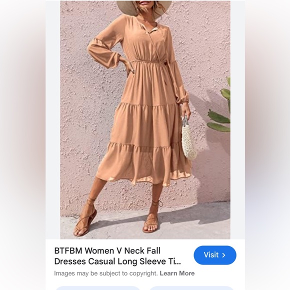 Tan long sleeve dress - Picture 5 of 8